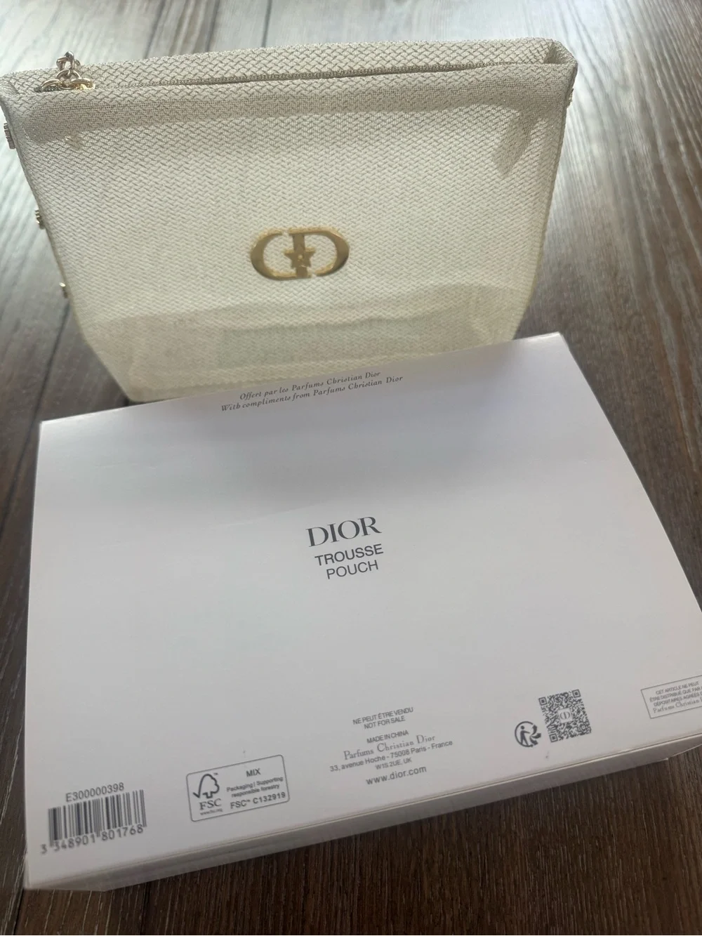 Dior Beauty Make up Pouch with Gold CD Accent